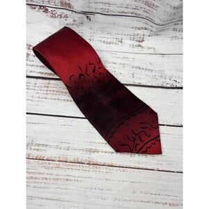 J Jerome Garcia Neck Tie Volcano Collection 25 Twenty Five Red Black 100% Silk
